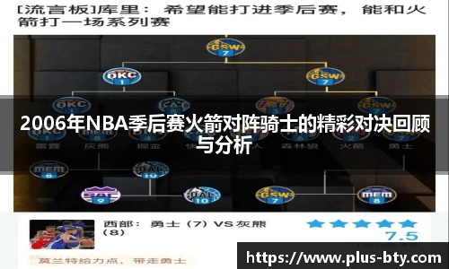 2006年NBA季后赛火箭对阵骑士的精彩对决回顾与分析